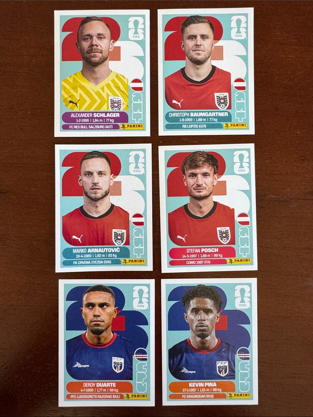 FIFA 2026 World Cup Austria & Cabo Verde Soccer Sticker Lot